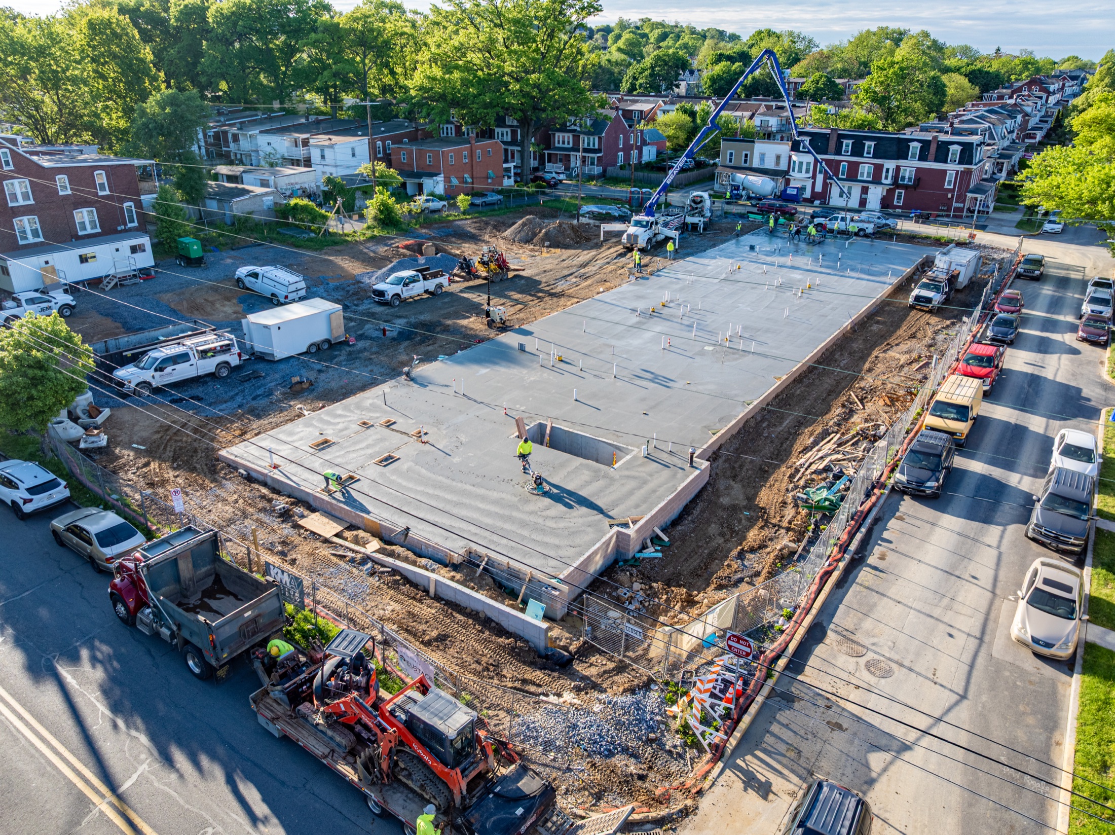 Aerial view of the completed Woodward Lofts slab